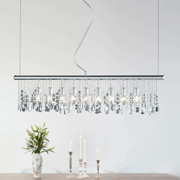 Funklende pendellampe CRYSTAL, 9 lyskilder