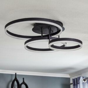 LED-loftlampe Vaasa, dæmpbar, sort, 3 lyskilder