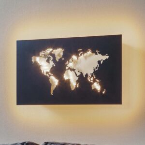 LED-væglampe Linda i verdenskort-design grå