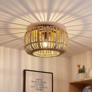 Lindby Canyana loftlampe af rattan, natur