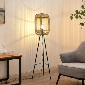 Lindby Canyana gulvlampe af rattan, natur