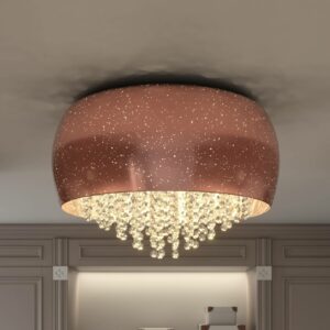 Lucande Elinara krystal-loftlampe, 6 lk., kobber