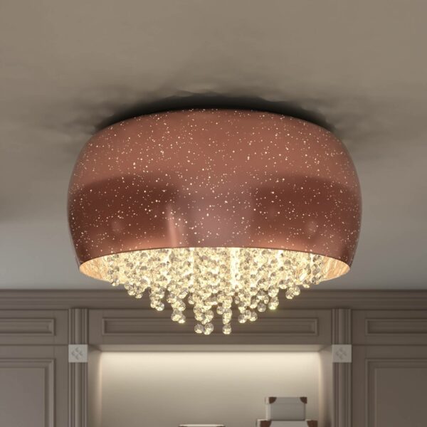 Lucande Elinara krystal-loftlampe, 6 lk., kobber