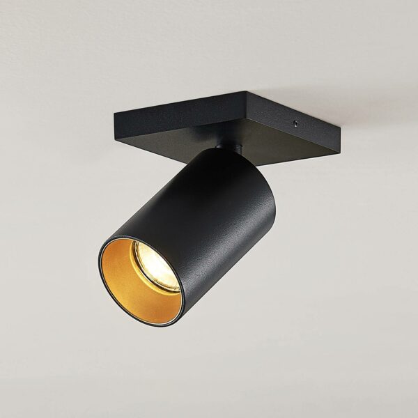 Arcchio Brinja-spotlight kantet sort-guld, 1 lysk.