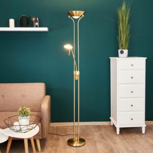 Josefin - LED gulvlampe med læselampe, messing