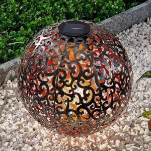 Ornament LED-solcellelampe Eduta, kugle, sølv-guld