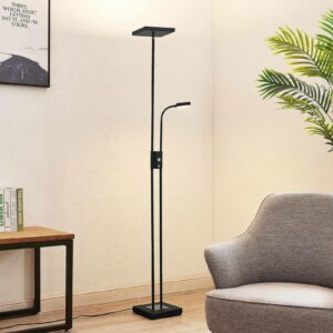 Lindby Seppa LED-gulvlampe, kantet, sort