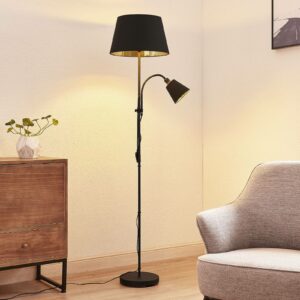 Lindby Somana stof-gulvlampe, kegleformet