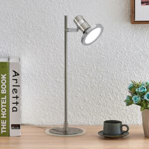 Lindby Kajetan LED-bordlampe, nikkel, 1 lyskilde