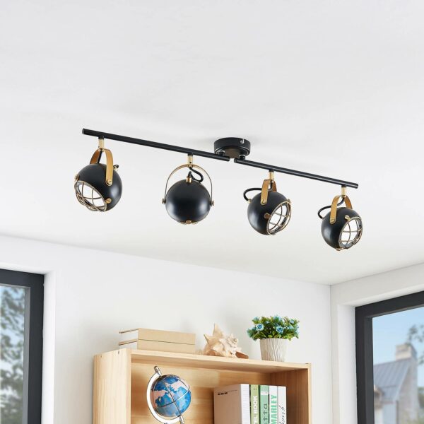 Lindby Dawid LED-loftlampe, gulddeko, 4 lyskilder