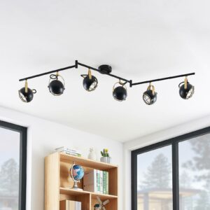 Lindby Dawid LED-loftlampe, gulddeko, 6 lyskilder