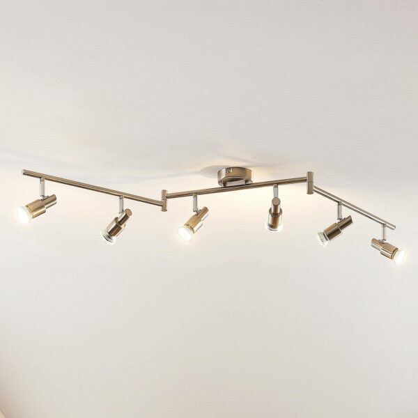 ELC Farida LED-loftlampe, nikkel, 6 lyskilder