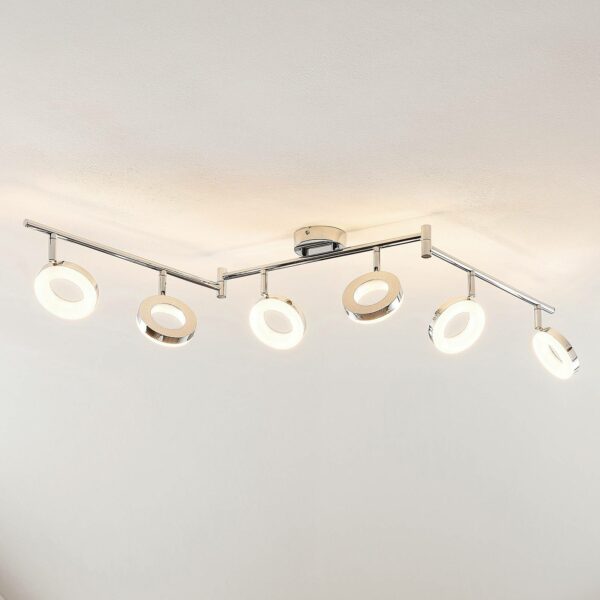 ELC Tioklia LED-loftlampe, krom, 6 lyskilder
