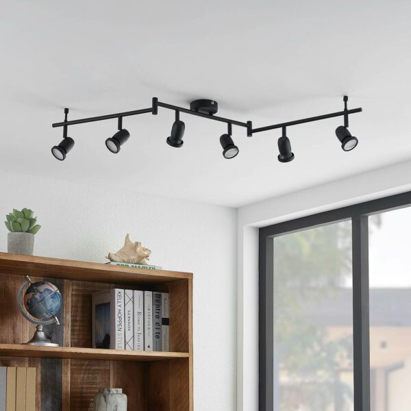 ELC Simano LED-loftspot, sort, 6 lyskilder