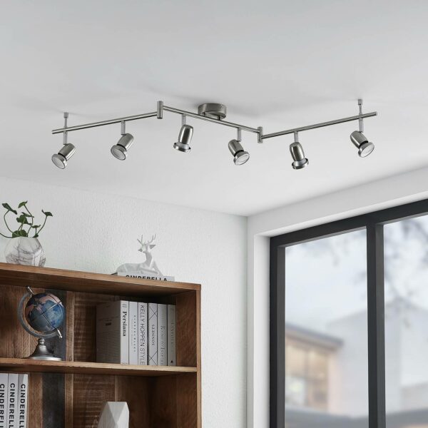 ELC Simano LED-loftspot, nikkel, 6 lyskilder