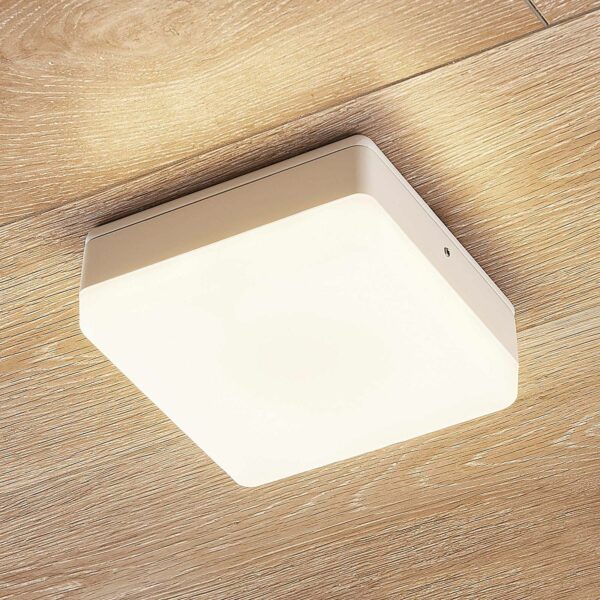 LED-loftlampe Thilo, IP54, hvid, 16 cm, TL-sensor