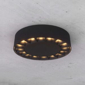 Lucande Kelissa LED udendørs loftlampe, sort, rund