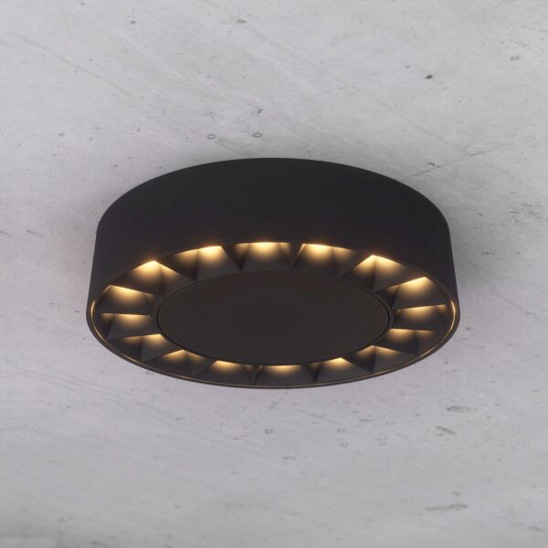 Lucande Kelissa LED udendørs loftlampe, sort, rund