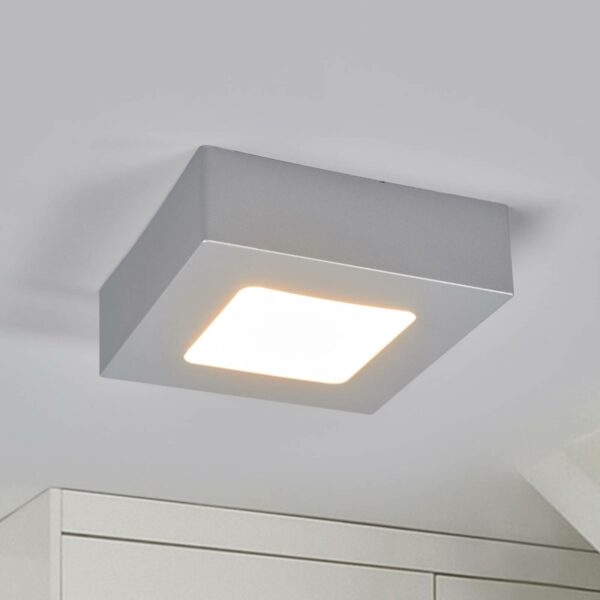 Marlo LED-loftlampe sølv 3000K kantet 12,8cm