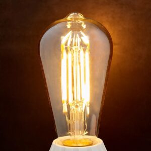 E27 rustik LED-pære 6 W, 500 lm, ravgul 2.200 K