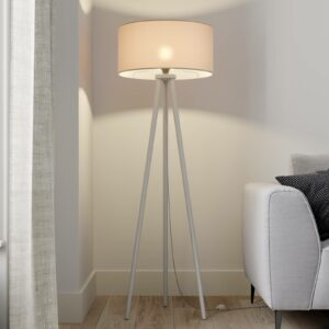 Mabia gulvlampe, trefod, grå, hvid