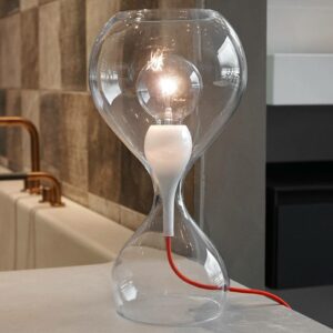 next Blubb - glasbordlampe, klar/rød ledning