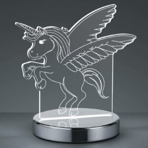 Bordlampe Karo med 3D-hologram, enhjørningemotiv