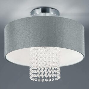Loftlampe King med stofskærm, sølv