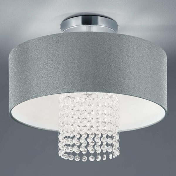 Loftlampe King med stofskærm, sølv