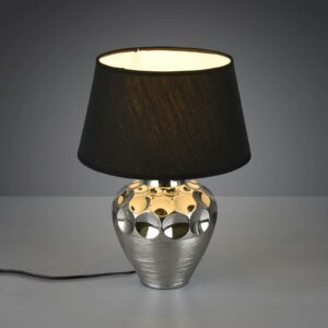 Bordlampe Luanda, keramik og stof, Ø 30 cm
