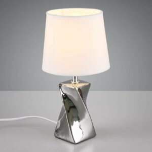 Bordlampe Abeba, Ø 15 cm, hvid-sølv