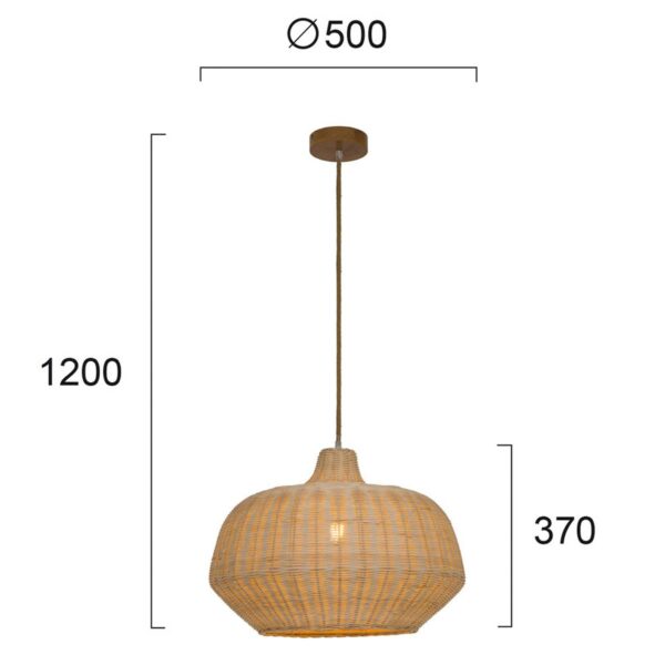 Malibu hængelampe af rattan, højde 37 cm, beige