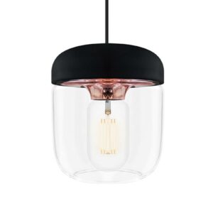 Moderne pendellampe Acorn, sort og kobber