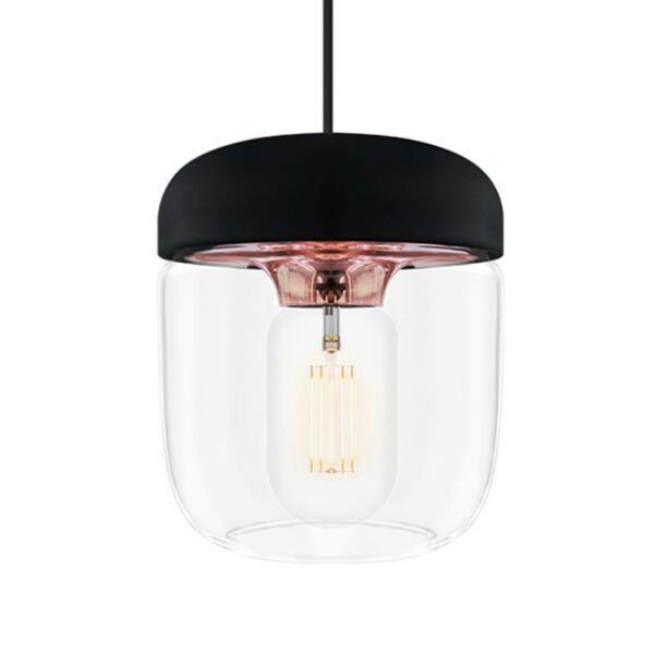 Moderne pendellampe Acorn, sort og kobber