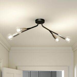 Lucande Carlea loftlampe, 4 lysk., sort-nikkel