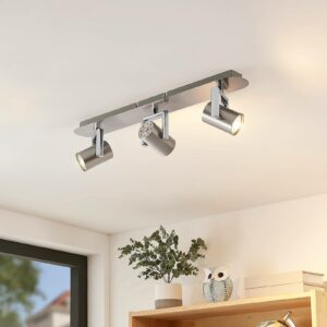 Lindby Reina loftspot, nikkel, 3 lyskilder, langt