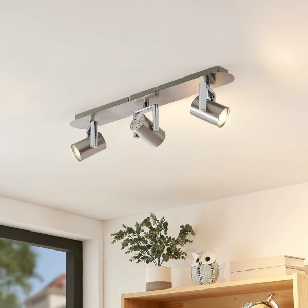 Lindby Reina loftspot, nikkel, 3 lyskilder, langt