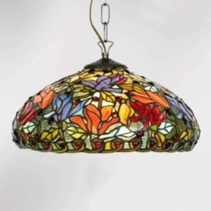 Elaine - pendellampe i blomstret Tiffany stil