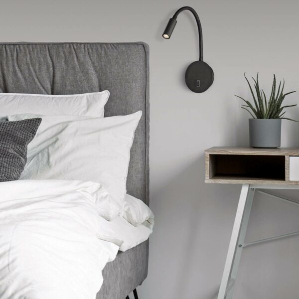 Lyon LED-væglampe med flex-arm, sort
