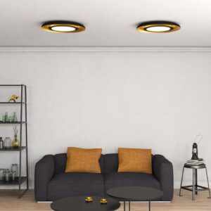Shiitake LED-loftlampe, sort/guld