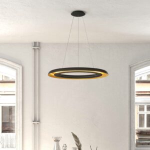 Shiitake LED-hængelampe, sort/guld