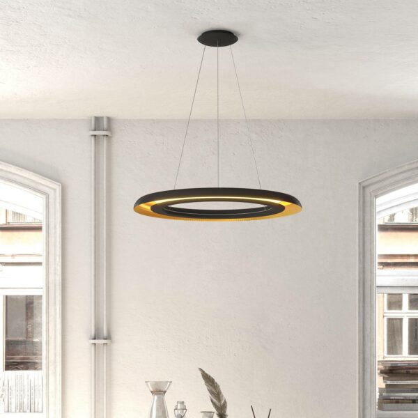 Shiitake LED-hængelampe, sort/guld
