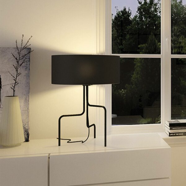 Borneo stof-bordlampe, sort, tre ben