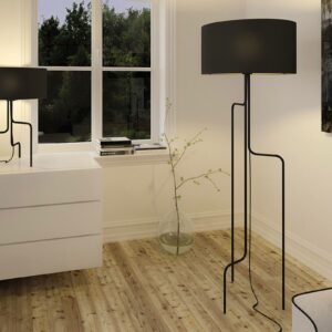 Borneo stof-gulvlampe, sort, tre ben