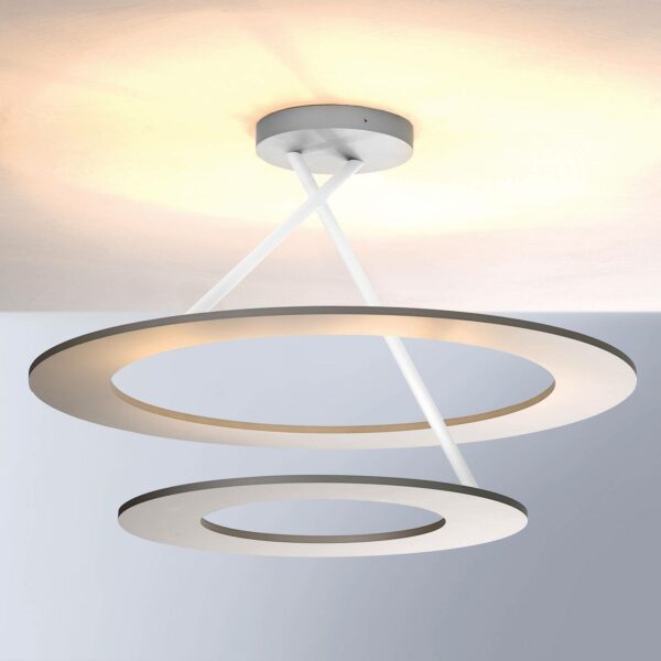 Bopp Stella LED-loftlampe, 2 ringe, alu, hvid