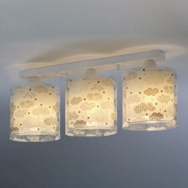 Clouds loftlampe til børn, 3 lyskilder, grå