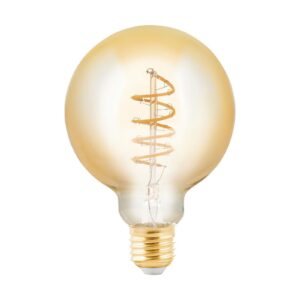LED-globepære E27 4 W, ravgul, Ø 9,5 cm