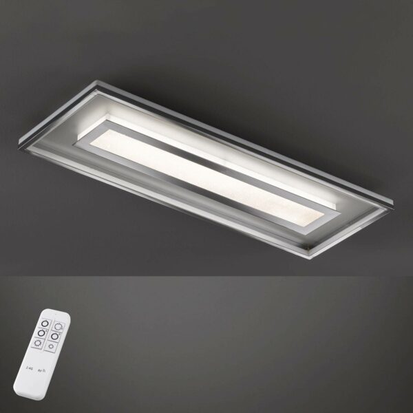 Bug LED-loftlampe, rektangulær 120 x 40 cm, krom