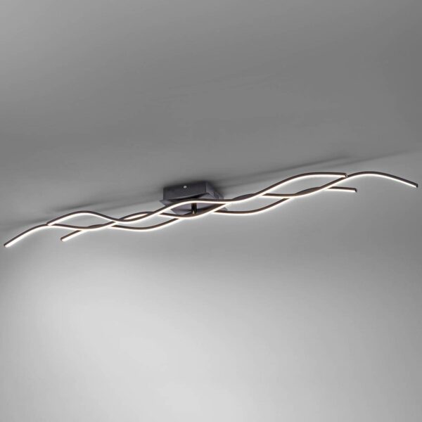 LED-loftlampe Wave sort 137,5 cm
