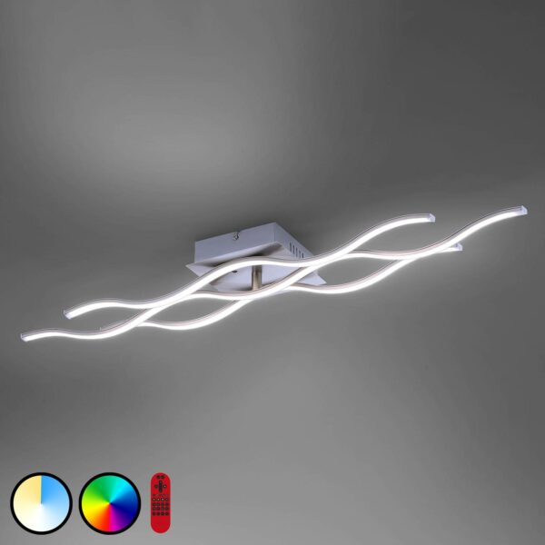LOLAsmart Wave LED-loftlampe, 3 lyskilder, stål